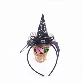 

Halloween Top Hat Headband Scary Pumpkin Ghost Bat Spider Web Top Hat Head Wear Props Party Supplies Event Decoration