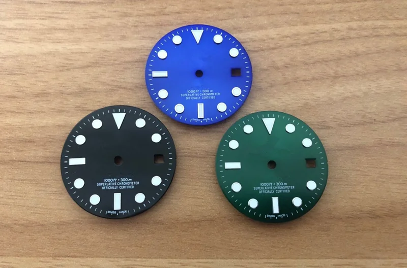 Циферблат часов SUB светящийся 29 мм синий с логотипом R для 2836 2824 8215 и Mingzhu | Наручные