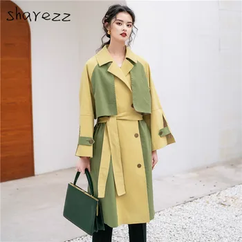 Sharezz 2020 Spring Long Trench Women Spelling Color Design Windbreaker Loose Double Breasted Trench Coat For Women Vintage 
Sharezz 2020 Spring Long Trench Women Spelling Color Design Windbreaker Loose Double Breasted Trench Coat For Women Vintage