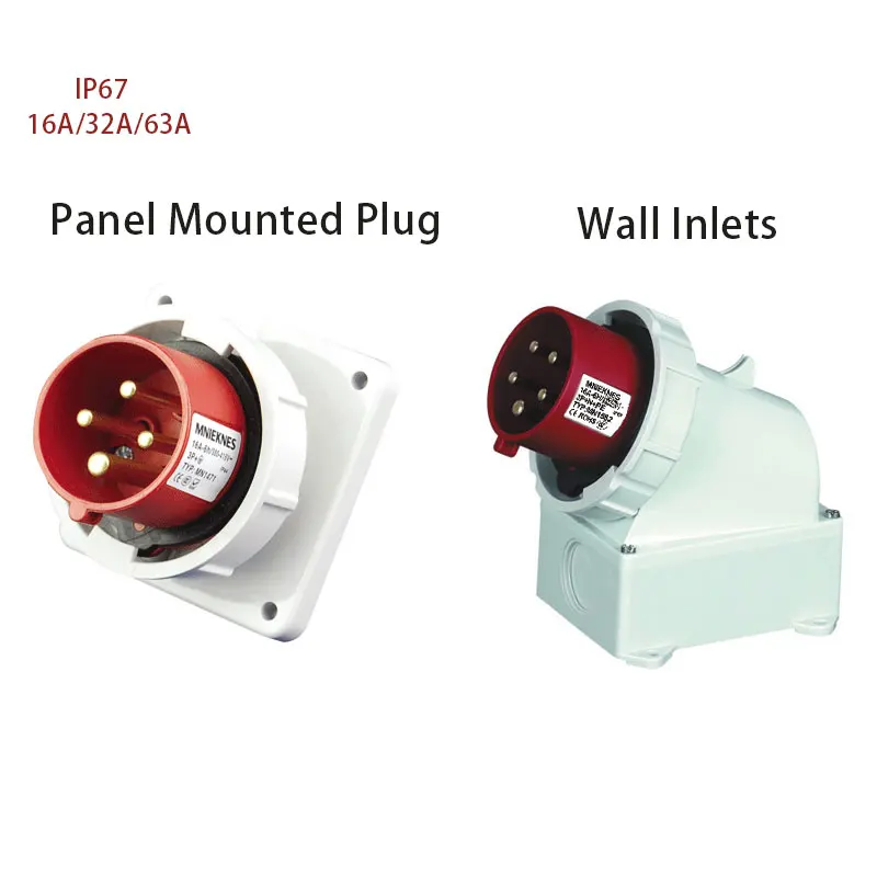 Industrial Plug 16A 32A 63A 3 pole 4 pole 5 pole ip67 Panel Mounted Plug Wall Inlet Waterproof 220V 380V 415V
Industrial Plug 16A 32A 63A 3 pole 4 pole 5 pole ip67 Panel Mounted Plug Wall Inlet Waterproof 220V 380V 415V
