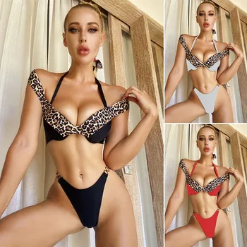2020venus vacation New leopard bikini strap solid color panel swimsuit lady swimwear sexy women bathing suit beachwear 
2020venus vacation New leopard bikini strap solid color panel swimsuit lady swimwear sexy women bathing suit beachwear