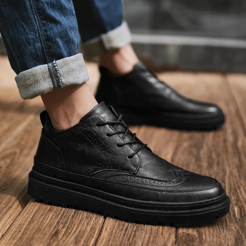 MEN'S SHOES Winter Trendy Shoes 2019 New Style Black And White with Pattern Bullock Martin Boots Men's Hight-top Leather Shoes p
MEN'S SHOES Winter Trendy Shoes 2019 New Style Black And White with Pattern Bullock Martin Boots Men's Hight-top Leather Shoes p