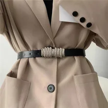 Fashion Simple Retro Golden Silver Vertical Stripe Concealed Buckle Ladies Belt American Ins Style Suit Dress Black Thin Waistba
Fashion Simple Retro Golden Silver Vertical Stripe Concealed Buckle Ladies Belt American Ins Style Suit Dress Black Thin Waistba