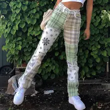 Hot Sales Women Jeans Patchwork Straight Cotton Blend Checkerboard Denim Jeans for Daily Wear
Hot Sales Women Jeans Patchwork Straight Cotton Blend Checkerboard Denim Jeans for Daily Wear