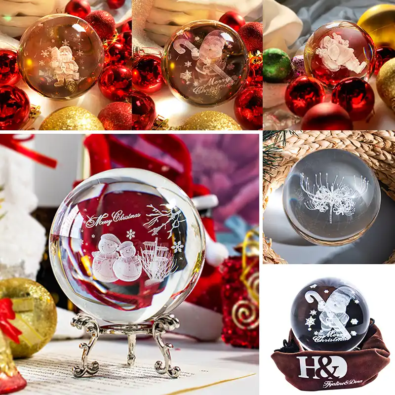 h&d 60mm 3d laser engraved santa claus ball christmas decoration