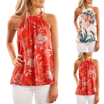 blouse women Sleeveless Print Halter Neck Floral Top Casual Blouse fashion Korean Casual blusas mujer de moda 2020 рубашка женск
blouse women Sleeveless Print Halter Neck Floral Top Casual Blouse fashion Korean Casual blusas mujer de moda 2020 рубашка женск