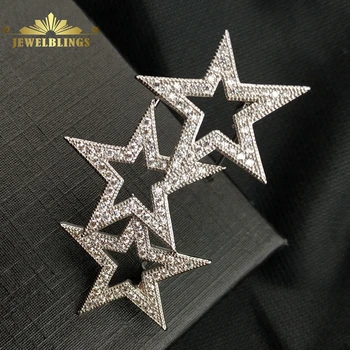Chic Sparking Style Opens Triple Star Brooch Silver Tone Full Micro Pave CZ Three Stars Pins Anniversary Suit Coat Shawl Jewelry
Chic Sparking Style Opens Triple Star Brooch Silver Tone Full Micro Pave CZ Three Stars Pins Anniversary Suit Coat Shawl Jewelry