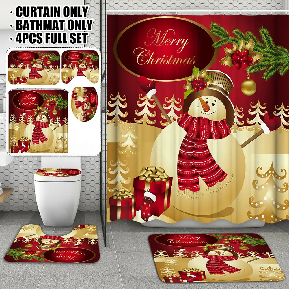 practical gift home decor christmas shower curtain set bathroom