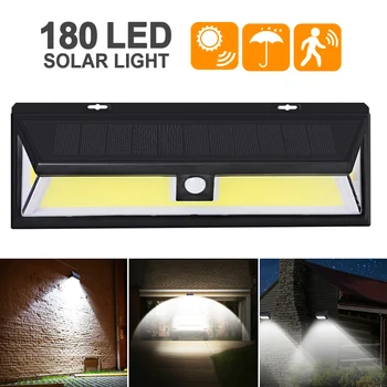 Outdoor 180 LED COB 3 Modes Solar Lamp PIR Motion Sensor 4000LM Solar Wall Light Waterproof Emergency Garden Yard Lamps 
Outdoor 180 LED COB 3 Modes Solar Lamp PIR Motion Sensor 4000LM Solar Wall Light Waterproof Emergency Garden Yard Lamps