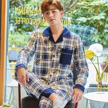 2020 Men's pajamas soft Thin Long-Sleeved Trousers Cardigan Lapel Men's Home Wear Dad Pajamas Men Pajama Sets pijama hombre
2020 Men's pajamas soft Thin Long-Sleeved Trousers Cardigan Lapel Men's Home Wear Dad Pajamas Men Pajama Sets pijama hombre