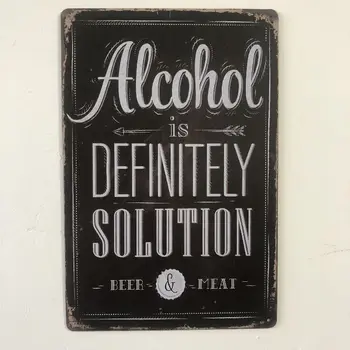 

[Luckyaboy] Alcohol Definitely Solution Plaque Vintage Metal Tin Signs Home Bar Pub Garage Decor Plates Man Cave Wall Sticker