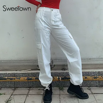 Sweetown 2019 New Fashion Baggy Cargo Pants Women Hip Hop Pockets Ladies Trousers Elastic High Waist Streetwear Harem Pants
Sweetown 2019 New Fashion Baggy Cargo Pants Women Hip Hop Pockets Ladies Trousers Elastic High Waist Streetwear Harem Pants