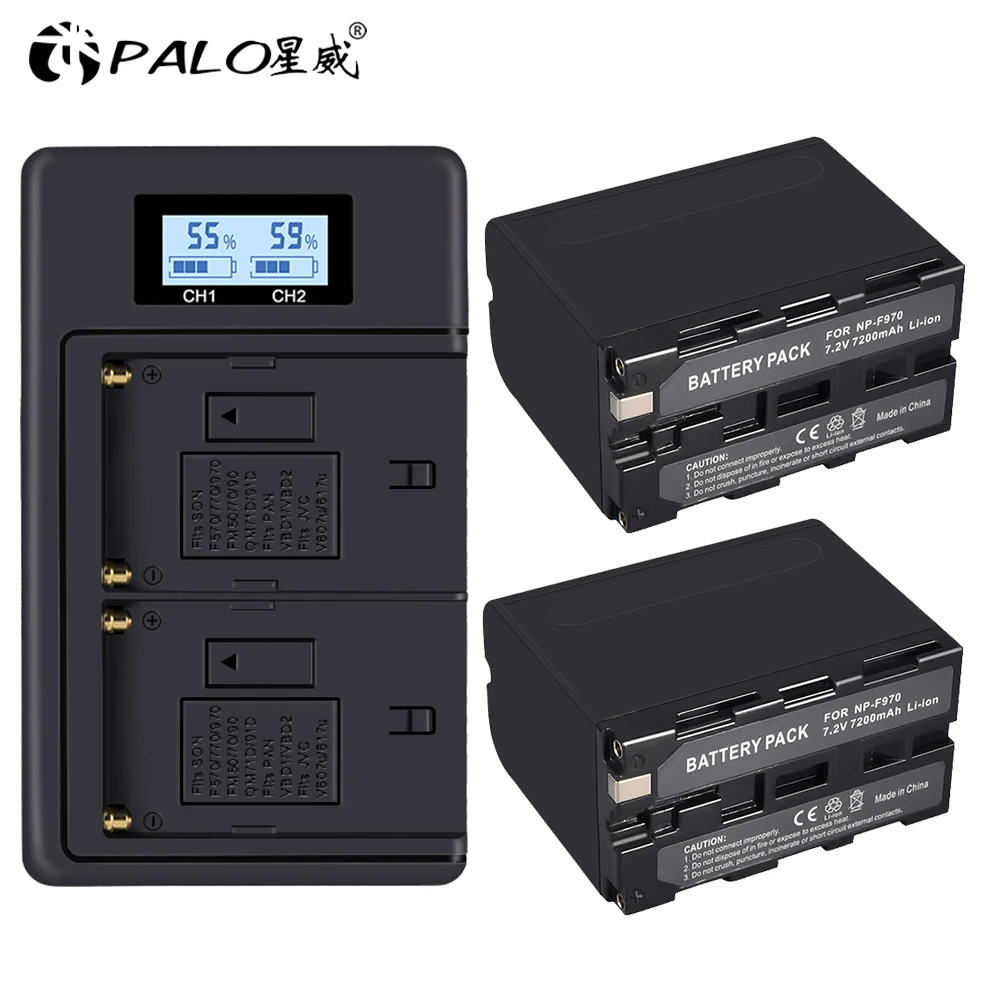 

7.2V 7200mAh NP-F960 NP-F970 NP F960 F970 F950 Battery+LCD Dual USB Charger For Sony PLM-100 CCD-TRV35 MVC-FD91 MC1500C L10