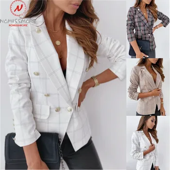 Elegant Office Lady Suits Double Breasted Decor Turn-down Collar Long Sleeve Plaid Print Spring Autumn Slim Coat
Elegant Office Lady Suits Double Breasted Decor Turn-down Collar Long Sleeve Plaid Print Spring Autumn Slim Coat