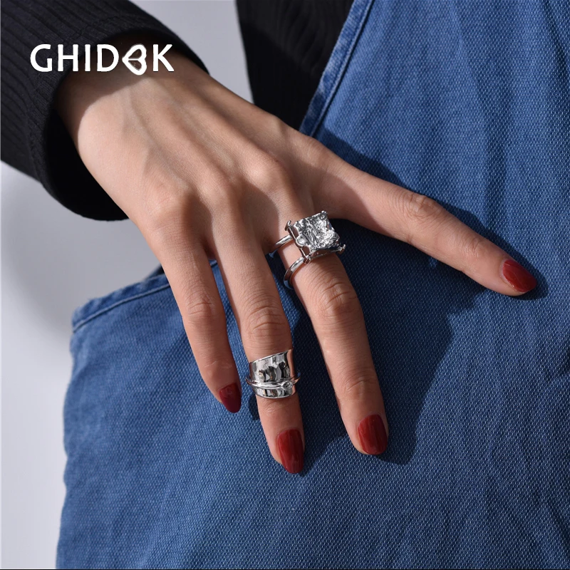 Набор металлических регулируемых колец GHIDBK в стиле панк набор глянцевых круглых