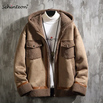 Schinteon New Men Suede Leather Jacket Winter Warm Outwear Faux Lamb Wool Fur Loose Coat with Hood Drop Shipping Over Size M-5XL
Schinteon New Men Suede Leather Jacket Winter Warm Outwear Faux Lamb Wool Fur Loose Coat with Hood Drop Shipping Over Size M-5XL