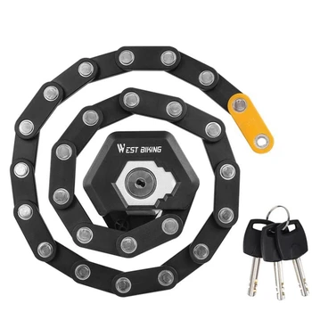 WEST BIKING Bicycle Chain Lock Foldable Bike Lock with 3 Keys Hamburg-Lock Alloy Strong Secure Bicycle Folding Lock
WEST BIKING Bicycle Chain Lock Foldable Bike Lock with 3 Keys Hamburg-Lock Alloy Strong Secure Bicycle Folding Lock