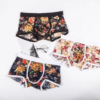 Flower Print Mesh Transparent Breathable Boxer Underpants Ultra-thin Sexy Lace Men Underwear Shorts Soft Breathable Cueca
Flower Print Mesh Transparent Breathable Boxer Underpants Ultra-thin Sexy Lace Men Underwear Shorts Soft Breathable Cueca