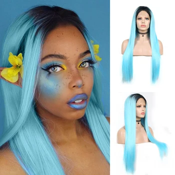 Charisma Ombre Heat Resistant Synthetic Lace Front Wig Two Tone Lace Wigs for Women Long Black Roots Blue Silky Straight Wig
Charisma Ombre Heat Resistant Synthetic Lace Front Wig Two Tone Lace Wigs for Women Long Black Roots Blue Silky Straight Wig