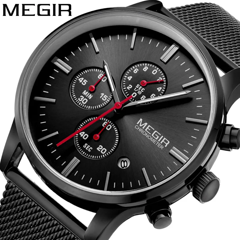 Megir Luxury Brand Men's Sport Watch Quartz Simple Brief Waterproof Black Mesh Strap Men Watches Calendar Man Watch
Megir Luxury Brand Men's Sport Watch Quartz Simple Brief Waterproof Black Mesh Strap Men Watches Calendar Man Watch