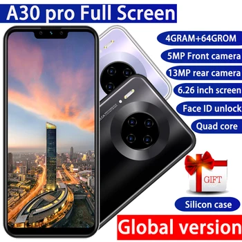 A30 pro 4G RAM 64G ROM Mobile phones android 6.26inch MTK6580 quad core celulares 13MP Full screen face ID smartphones
A30 pro 4G RAM 64G ROM Mobile phones android 6.26inch MTK6580 quad core celulares 13MP Full screen face ID smartphones