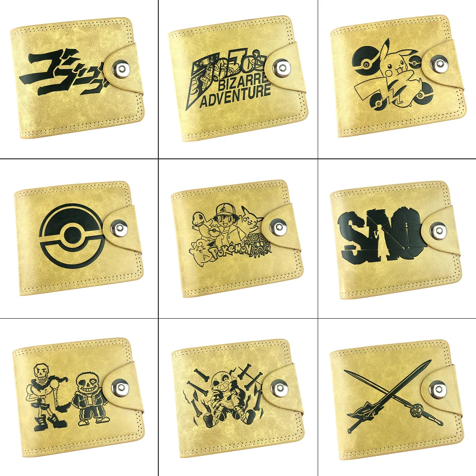 

Anime JoJo's Bizarre Adventure Leather Wallet Zip Coin Pocket Men's Short Khaki PU Photo Credit Cards Holder Casual Hasp Purse