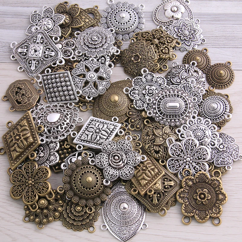 Random 15 Pcs Mix 31 Styles Two Color Zinc Alloy Retro Pendants Connectors Linker For DIY Charm Jewelry Accessorie
Random 15 Pcs Mix 31 Styles Two Color Zinc Alloy Retro Pendants Connectors Linker For DIY Charm Jewelry Accessorie