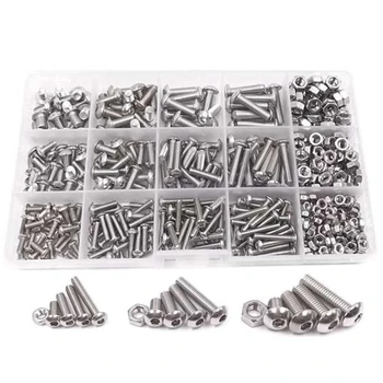 500Pcs M3 M4 M5 A2 Stainless Steel Button Head Hex Bolts Hexagon Socket Screws with Nuts Assortment Kit
500Pcs M3 M4 M5 A2 Stainless Steel Button Head Hex Bolts Hexagon Socket Screws with Nuts Assortment Kit