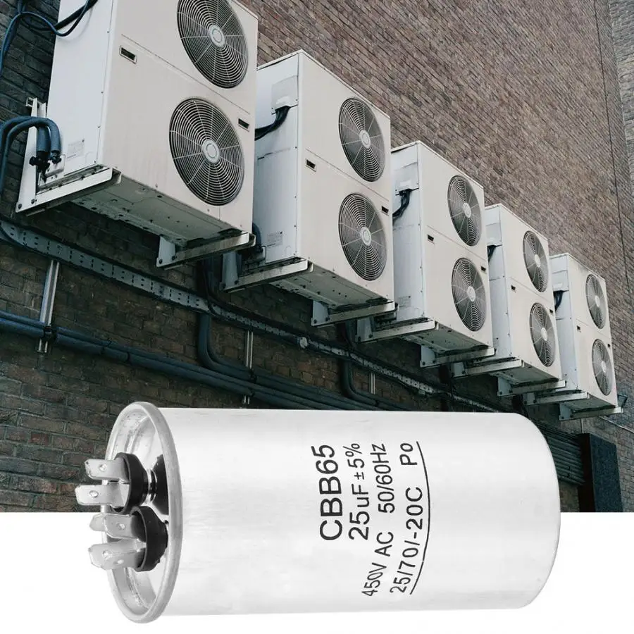 CBB65 Motor Run Capacitor 25UF 450V Aluminum Shell Anti-Explosion strating Capacitor for Air Conditioning Motor
CBB65 Motor Run Capacitor 25UF 450V Aluminum Shell Anti-Explosion strating Capacitor for Air Conditioning Motor