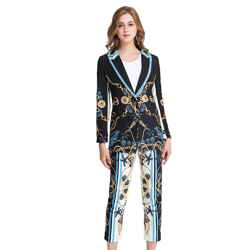 Autumn Fashion Women Sets V-neck Collar Long Sleeve Suits+ Trousers Set Geometric Runway Designer Office Lady Two Pieces Sets
Autumn Fashion Women Sets V-neck Collar Long Sleeve Suits+ Trousers Set Geometric Runway Designer Office Lady Two Pieces Sets