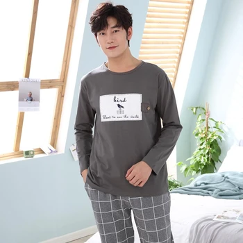 2018 Autumn Winter Cotton Pajama Set for Men Long Sleeve Cartoon Pyjama Casual Plaid Pants Homewear Male Loungewear Home Clothes
2018 Autumn Winter Cotton Pajama Set for Men Long Sleeve Cartoon Pyjama Casual Plaid Pants Homewear Male Loungewear Home Clothes