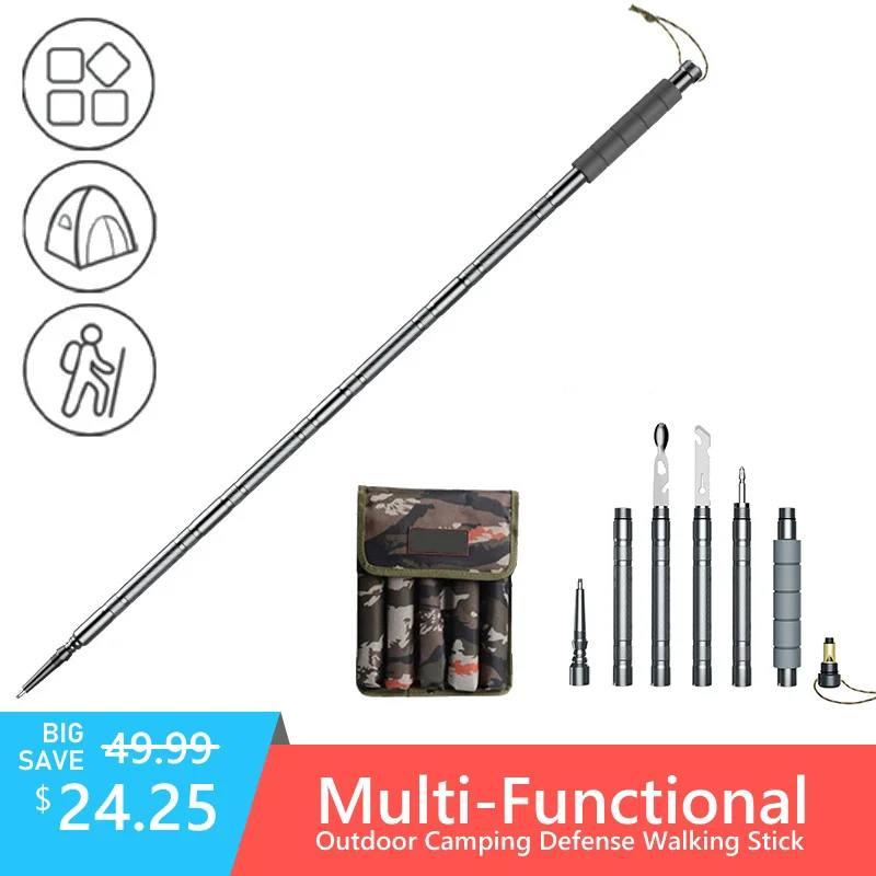 Outdoor Walking Stick Alpenstock Multi Tool Camping Equipment Hiking Mountaineering Trekking Pole Survival Tool
Outdoor Walking Stick Alpenstock Multi Tool Camping Equipment Hiking Mountaineering Trekking Pole Survival Tool