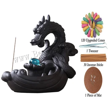 Incense Burner Ceramic Backflow Incense Burner Creative Home Decor Dragon Incense Holder Censer With Crystal Ball +120pcs Incens 
Incense Burner Ceramic Backflow Incense Burner Creative Home Decor Dragon Incense Holder Censer With Crystal Ball +120pcs Incens