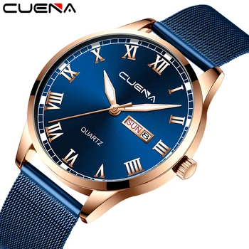 

Relogio Masculino CUENA Men's Business Watch Ultra Thin Fashion Analog Quartz Wristwatch Casual Mesh Belt Calendar Watche