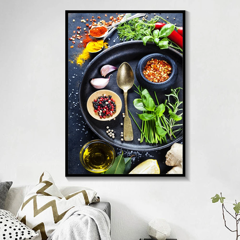 Ресторанный кухонный плакат Wall Art Холст Картина Nordic украшения дома зерна ложка