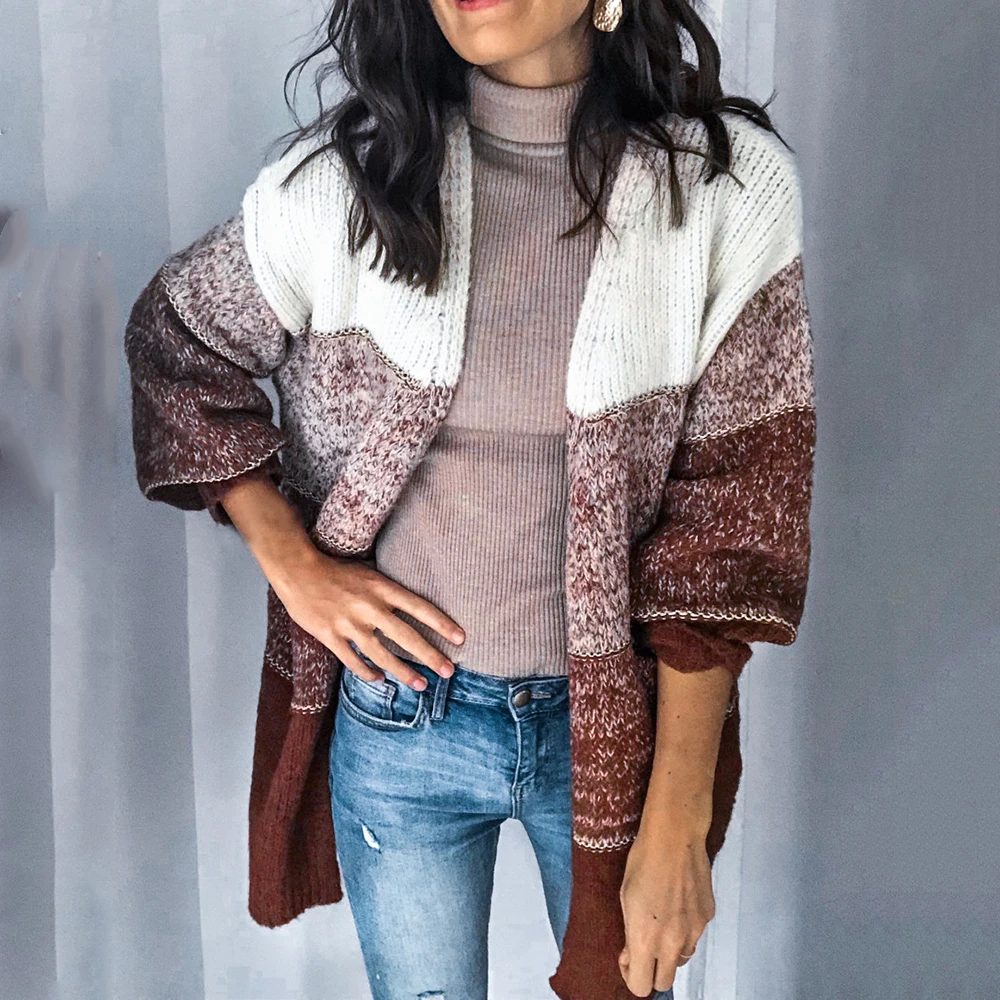 LOOZYKIT Autumn Cardigan Sweaters Loose Medium Length Long Sleeve V Collar Knitted Patchwork Sweater Women Jumper Pull Femme 
LOOZYKIT Autumn Cardigan Sweaters Loose Medium Length Long Sleeve V Collar Knitted Patchwork Sweater Women Jumper Pull Femme