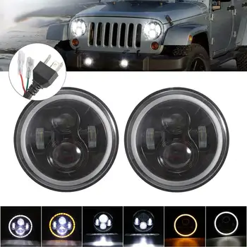 

1 Pair 7 inch LED Headlight High/Low Beam Fit for Jeep Wrangler CJ JK LJ 97-17