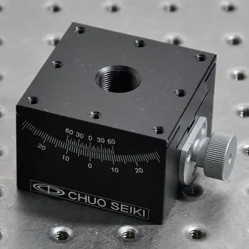 CHUO TS-611 Goniometer stage Table size 60x60mm Travel ±20°Manual radian angle goniometer 
CHUO TS-611 Goniometer stage Table size 60x60mm Travel ±20°Manual radian angle goniometer