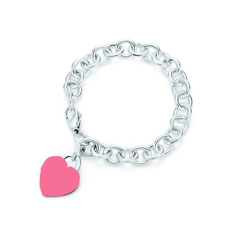 100% 925 sterling silver bracelet, fashionable epoxy heart-shaped bracelet, couple jewelry gift, original micro label 1:1
100% 925 sterling silver bracelet, fashionable epoxy heart-shaped bracelet, couple jewelry gift, original micro label 1:1