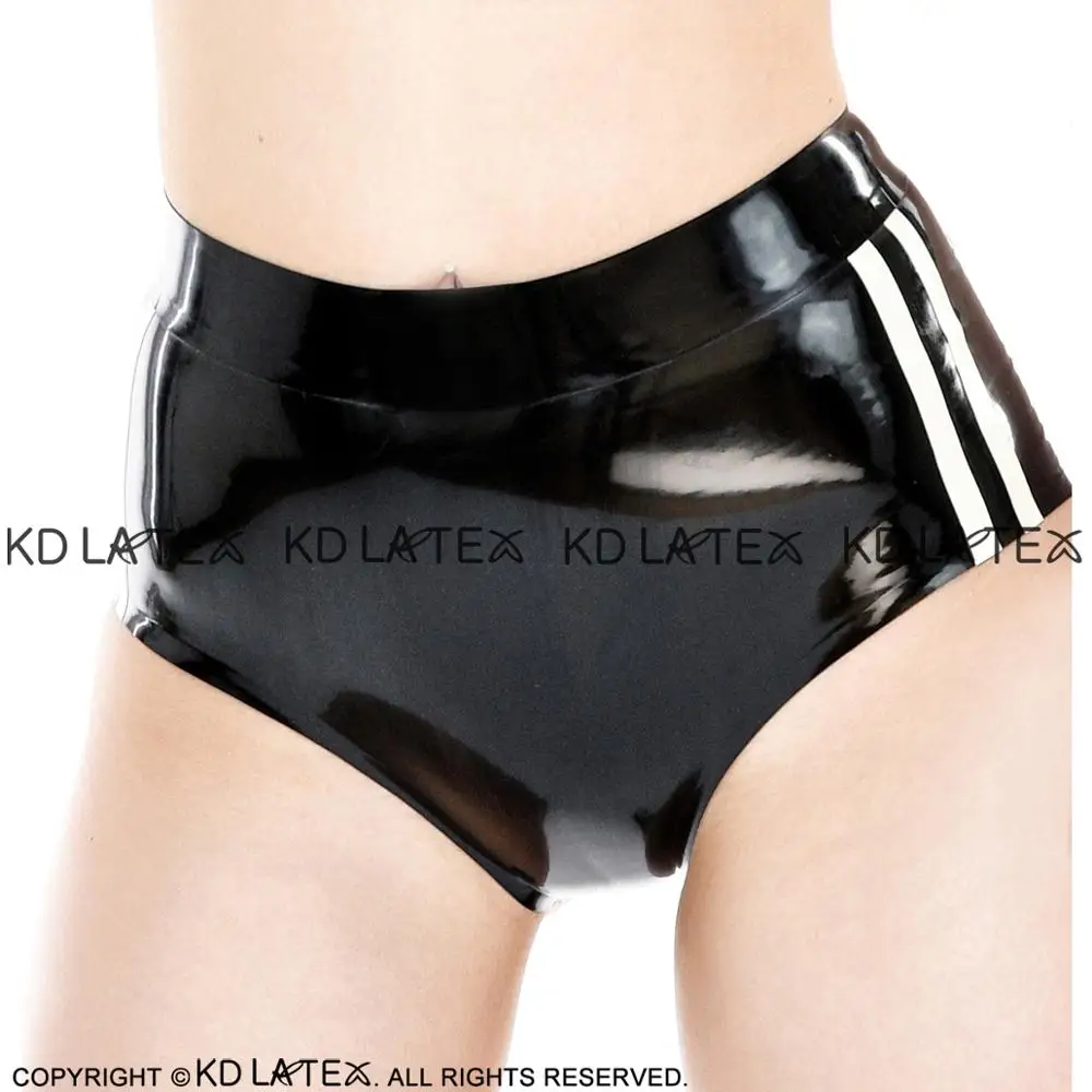 Black And White Trims Mid Waist Sexy Latex Briefs With Stripes Rubber Underwear Shorts DK-0130
Black And White Trims Mid Waist Sexy Latex Briefs With Stripes Rubber Underwear Shorts DK-0130