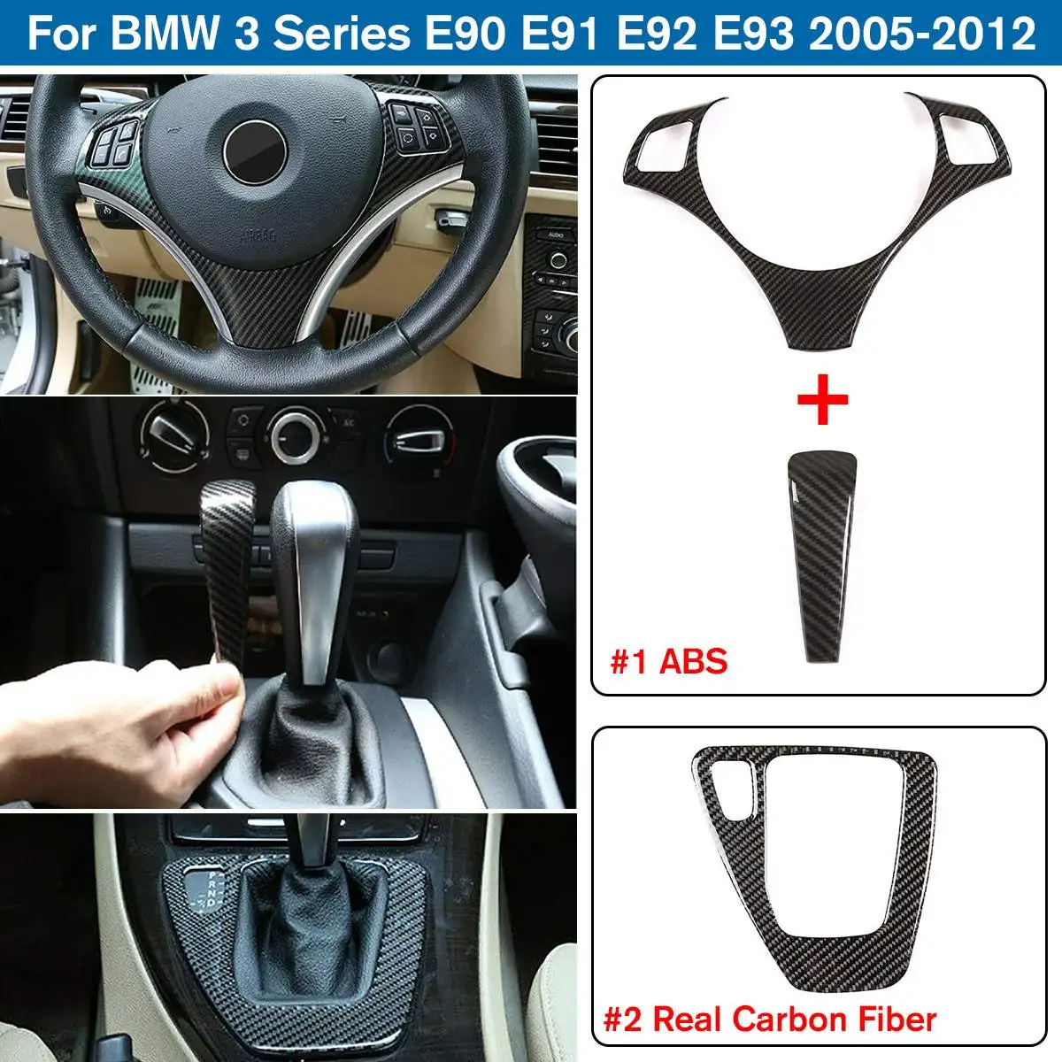 Carbon Fiber Style Car Interior Steering Wheel and Gear Shift Box Panel Cover Trim Sticker For BMW 3 Series E90 E92 E93 05-12
Carbon Fiber Style Car Interior Steering Wheel and Gear Shift Box Panel Cover Trim Sticker For BMW 3 Series E90 E92 E93 05-12