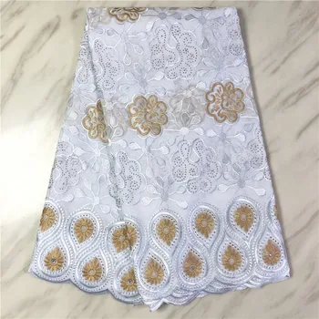 White Swiss Voile Lace Fabric Cotton Material with Stones Gold Embroidery African Nigerian Lace Fabrics for Wedding Dress 5yards
White Swiss Voile Lace Fabric Cotton Material with Stones Gold Embroidery African Nigerian Lace Fabrics for Wedding Dress 5yards