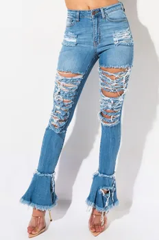 2020 Newest Hot Women Slim Fit Washed Jeans Ripped Hole Stretch Demin Wide Leg Pants Distressed High Waist Flare Jeans Trousers
2020 Newest Hot Women Slim Fit Washed Jeans Ripped Hole Stretch Demin Wide Leg Pants Distressed High Waist Flare Jeans Trousers