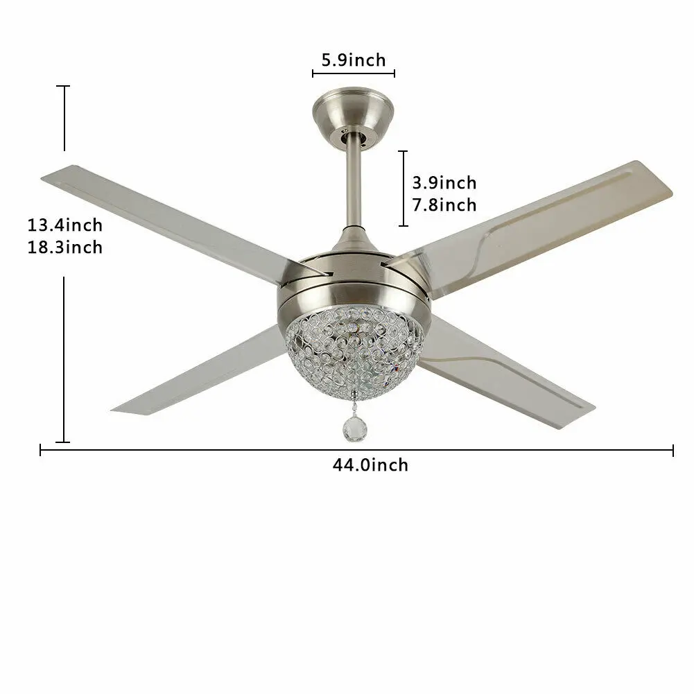 OUKANING 44'' Crystal Ceiling Fan Lamp 4 Blades LED 3 Color Changes Chandelier with Remote for Living Dining Room Bedroom OUKANING 44'' Crystal Ceiling Fan Lamp 4 Blades LED 3 Color Changes Chandelier with Remote for Living Dining Room Bedroom