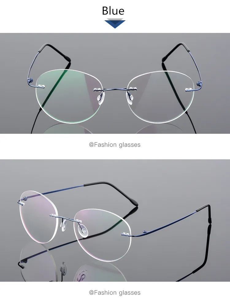 Titanium Alloy Framless owalne okulary dla osób z krótkowzrocznością wykończone kobiety mężczyźni ultralekki okulary korekcyjne bez oprawek 0 -0.5 -0.75 To -6.0 18 H89f3f72800854c7386ce73b0e48f4252a