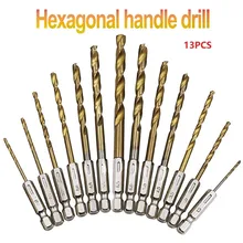 13pcs Drill Bit Set Spiral Screw HSS Titanium Coated Drill Bit Set For Screwdrivers Twist Drill Bit 1/4 " Hex 1.5-6.5mm
13pcs Drill Bit Set Spiral Screw HSS Titanium Coated Drill Bit Set For Screwdrivers Twist Drill Bit 1/4 " Hex 1.5-6.5mm