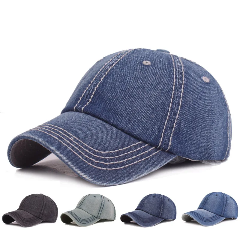 

Denim Duckbill Hat Men's and Women's Baseball Cap Washed Denim Visor Monochrome Simple Baseball Cap Man Cap Fashion Casual Blue