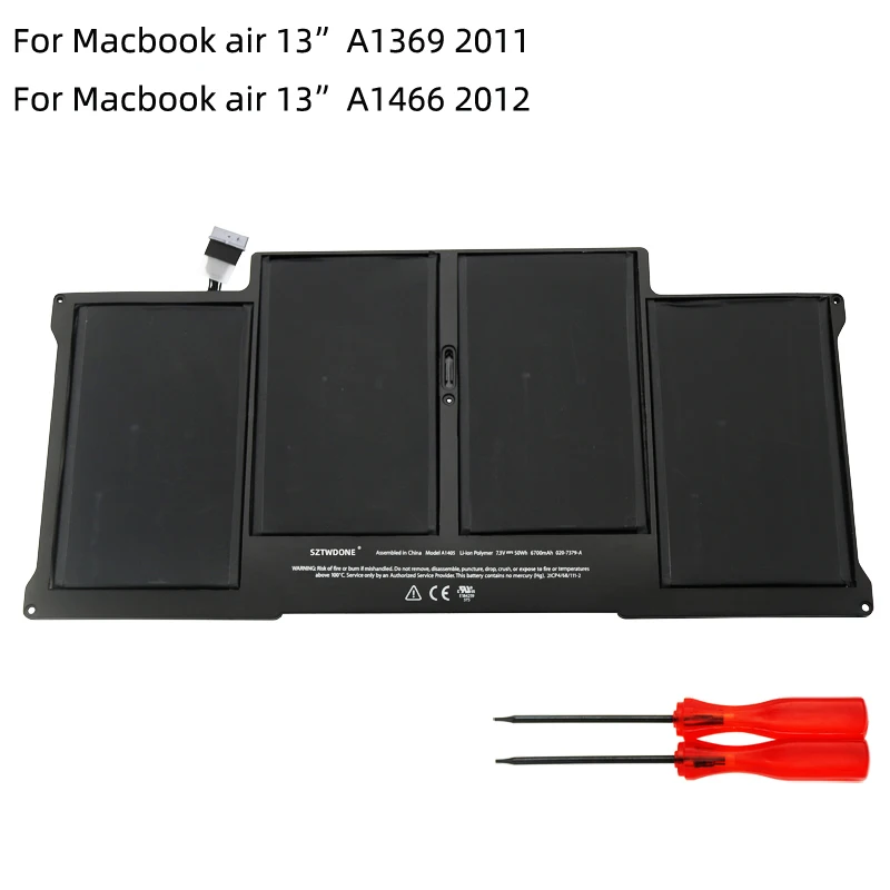 Фото SZTWDONE A1405 Новый аккумулятор для ноутбука APPLE MacBook Air 13 дюймов A1369 2011 A1466 2012 7 3 В 50 Вт/ч