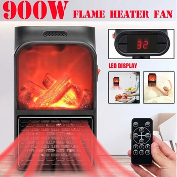 Portable 900W Mini Electric Heater Plug-in Air Warmer Heating Wall-outlet Flame Stove Household Fan LED Display W/Remote 
Portable 900W Mini Electric Heater Plug-in Air Warmer Heating Wall-outlet Flame Stove Household Fan LED Display W/Remote