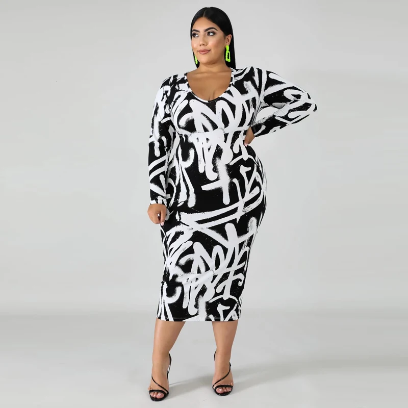 Plus Size Xl 5xl High Waist Slim Printed One Piece Women O-Neck Long Sleeve Dress Streetwear Midi Dresses Elegant Casual Vestido
Plus Size Xl 5xl High Waist Slim Printed One Piece Women O-Neck Long Sleeve Dress Streetwear Midi Dresses Elegant Casual Vestido